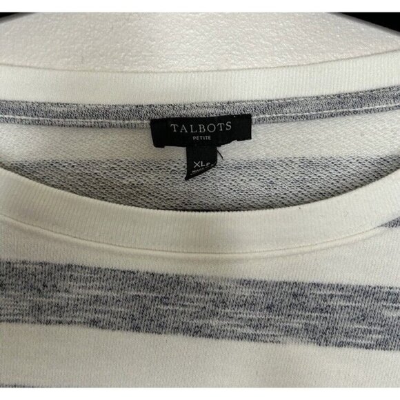 Talbots Women's Pullover Sweater Top Gray White Striped Petite Size XLP - Picture 2 of 9